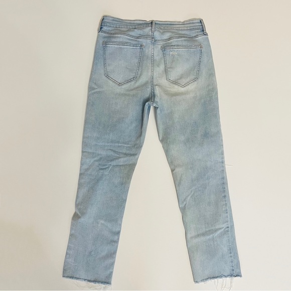 Old Navy the Power Jean The Perfect Straight Ankle Jeans Light Denim Raw Hem 6 - Picture 5 of 8
